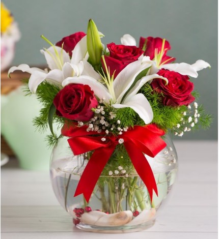 AŞK KIRMIZI GÜL VE LİLYUM ARAJMANI