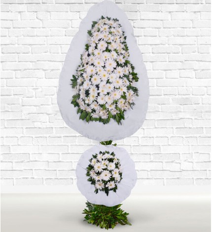 ÇİFT GÖBEK BEYAZ GERBELA ÇELENK