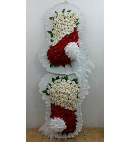 ÇİFT KATLI BEYAZ KIRMIZI GERBELA ÇELENK ÇİFT KATLI BEYAZ KIRMIZI GERBELA ÇELENK