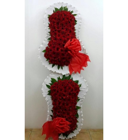 KIRMIZI GERBELA ÇİFT KATLI ÇELENK