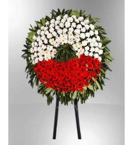 kırmızı beyaz cenaze çelengi