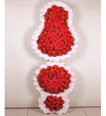 KIRMIZI GERBELA ÜÇ KATLI ÇELENK