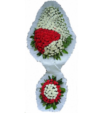 KIRMIZI BEYAZ KARANFİL ÇELENK