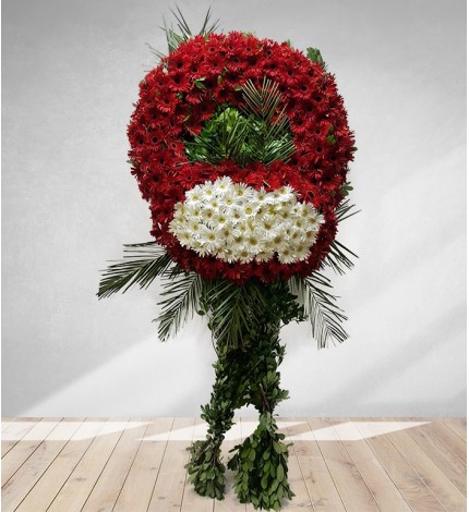 KIRMIZI BEYAZ GERBELA CENAZE ÇELENK