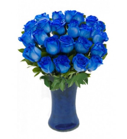 cam vazoda mavi güller